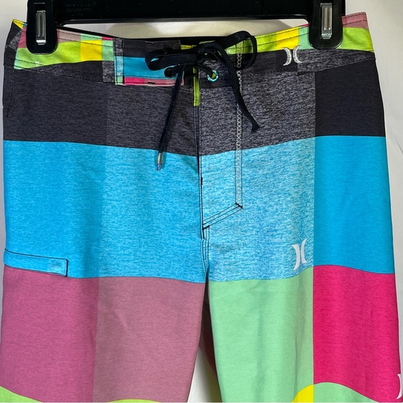 Hurley Phantom Boys Board Shorts Black, Green, Pink, Blue and Yellow Size 12 - Picture 2 of 12